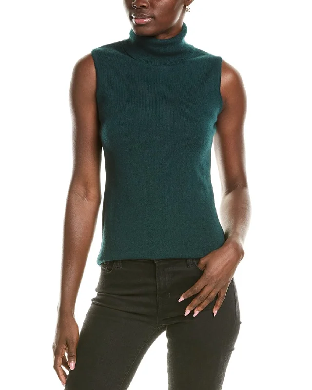 Button - Down Women Sweater for a Versatile LookForte Cashmere Sleeveless Turtleneck Cashmere Sweater