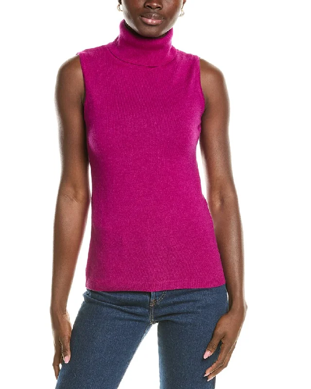 Long - Sleeve Women Sweater with Ribbed CuffsForte Cashmere Sleeveless Turtleneck Cashmere Sweater