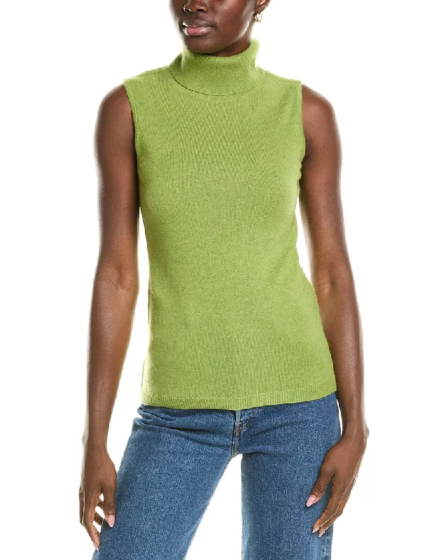 Button - Down Women Sweater for a Versatile LookForte Cashmere Sleeveless Turtleneck Cashmere Sweater