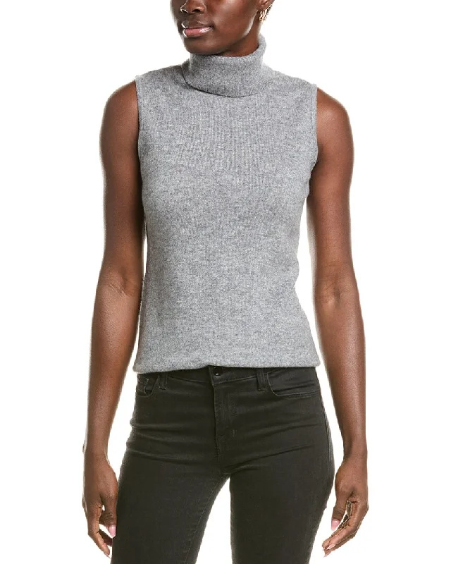 Turtleneck Women Sweater for a Classic and Elegant StyleForte Cashmere Sleeveless Turtleneck Cashmere Sweater