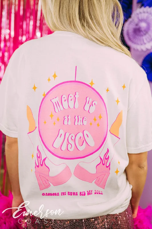 V - Neck Women T Shirt to Enhance the NecklineV - Neck Women T Shirt to Enhance the NecklineGamma Phi Bid Day Meet Us At The Disco Tee