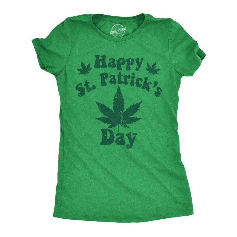 Embroidered Women T Shirt with Intricate DetailsHappy Saint Patricks Day Weed Women's T Shirt