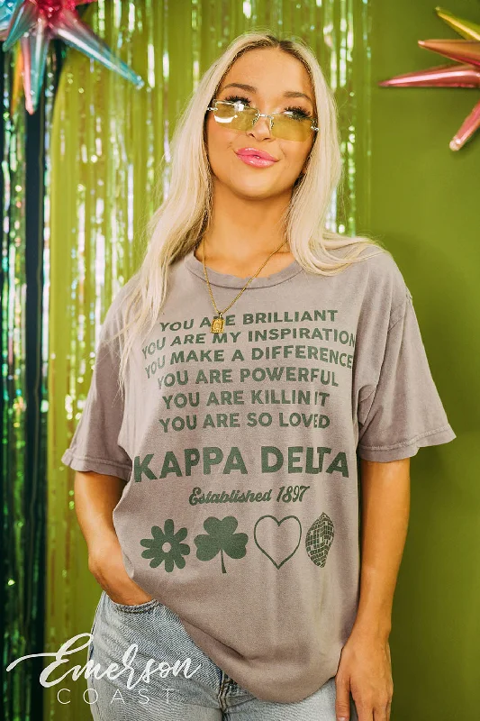 Distressed Women T Shirt with a Laid - Back AestheticDistressed Women T Shirt with a Laid - Back AestheticKappa Delta Recruitment You Are Brilliant Tee
