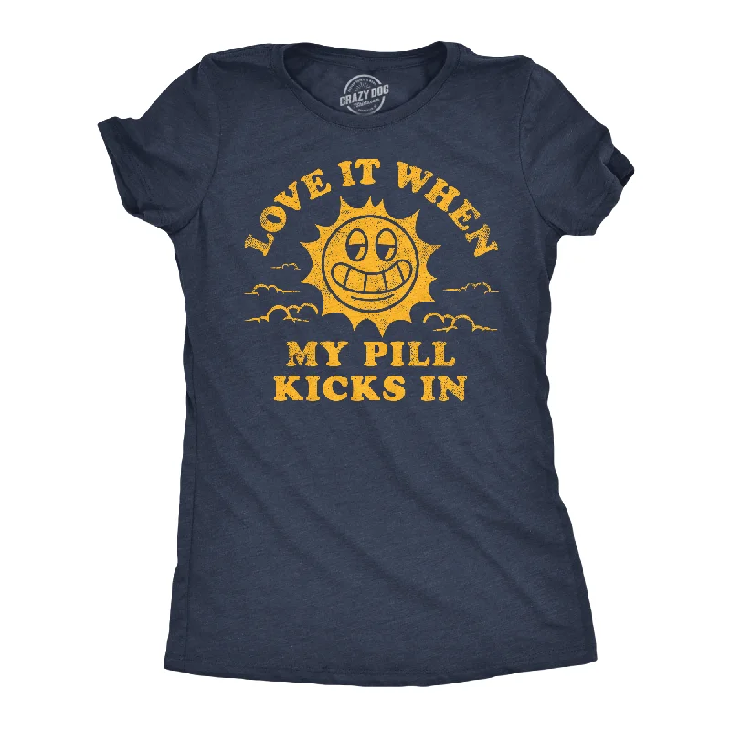 Ringer T Shirt Women with Retro - Inspired StripesRinger T Shirt Women with Retro - Inspired StripesLove It When My Pill Kicks In Women's T Shirt