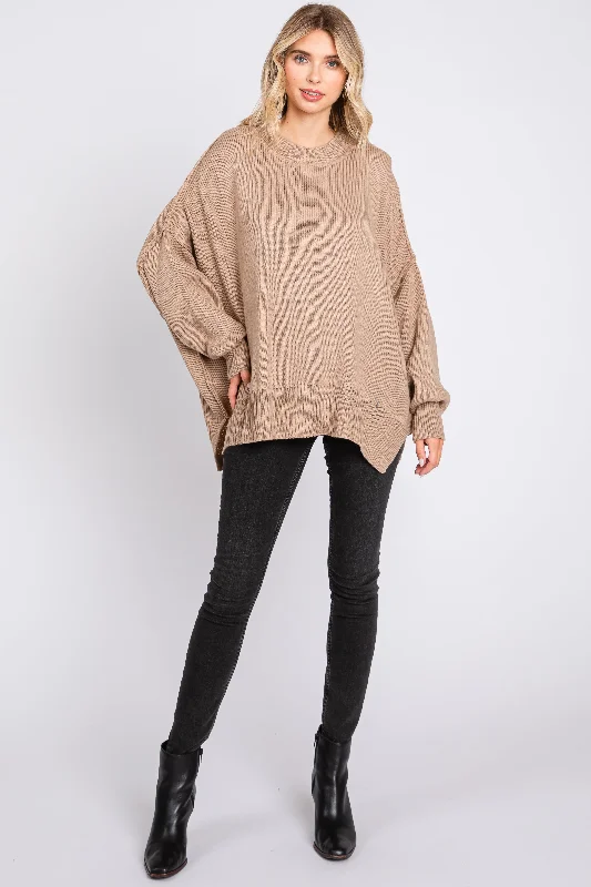 V - Neck Women Sweater to Elongate the NecklineMocha Long Sleeve Sweater