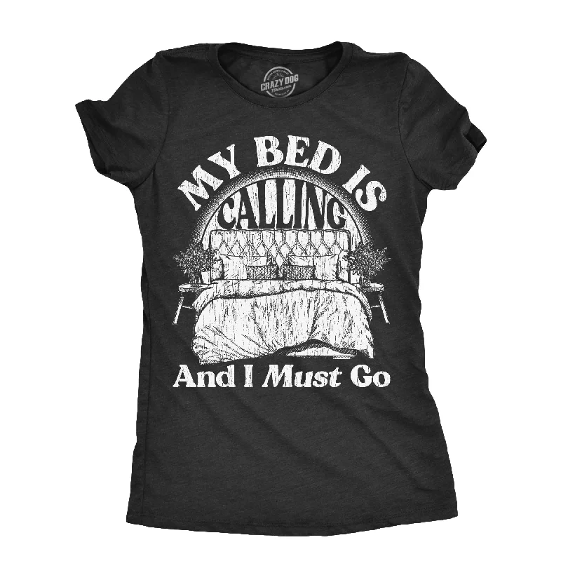 Ringer T Shirt Women with Retro - Inspired StripesRinger T Shirt Women with Retro - Inspired StripesMy Bed Is Calling And I Must Go Women's T Shirt