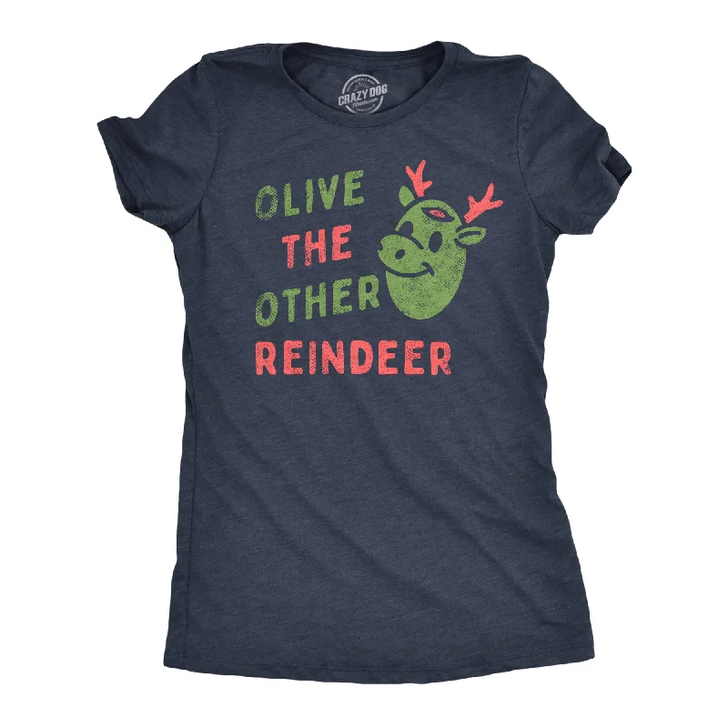 Distressed Women T Shirt with a Laid - Back AestheticOlive The Other Reindeer Women's T Shirt