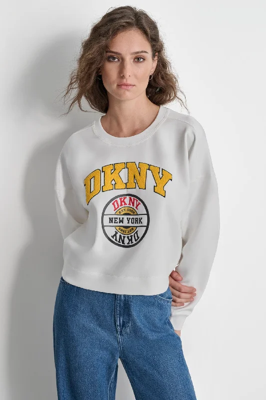 Color - Blocked Women Sweater for a Bold Fashion StatementVARSITY LOGO PULLOVER