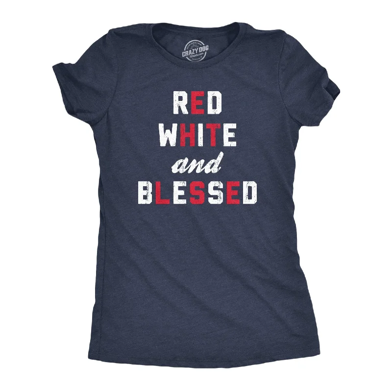 Crew Neck Women T Shirt with a Timeless DesignRed White And Blessed Women's T Shirt