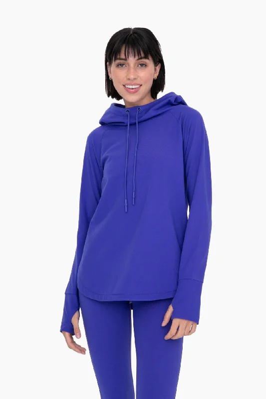 Sequin - Embellished Women Sweater for Special OccasionsRoyal Blue Hooded Long Sleeve Active Top