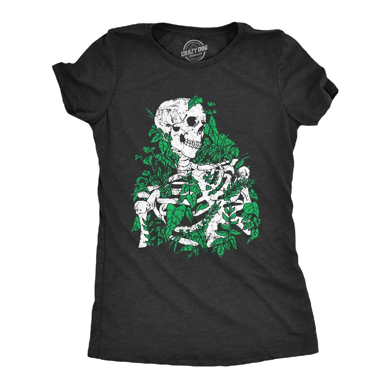 Crew Neck Women T Shirt with a Timeless DesignCrew Neck Women T Shirt with a Timeless DesignSkeleton Overgrown Plants Women's T Shirt