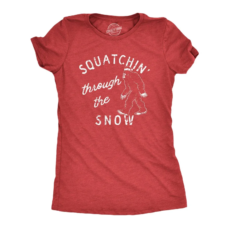 Long Sleeve Women T Shirt for Cooler WeatherSquatchin Through The Snow Women's T Shirt