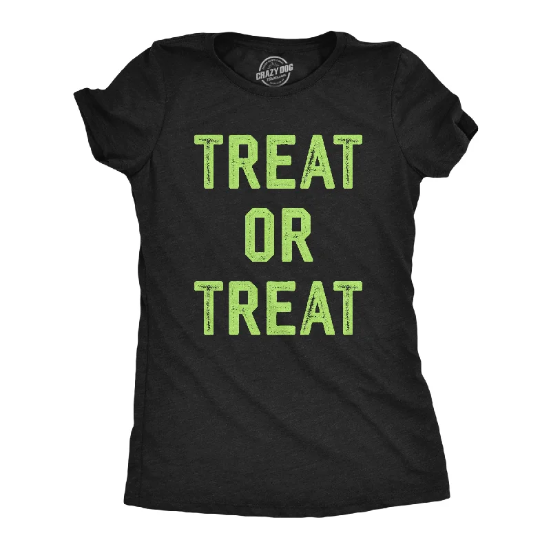 Distressed Women T Shirt with a Laid - Back AestheticDistressed Women T Shirt with a Laid - Back AestheticTreat Or Treat Women's T Shirt