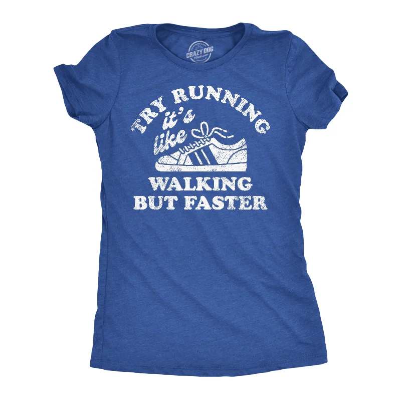 Ringer T Shirt Women with Retro - Inspired StripesTry Running Its Like Walking But Faster Women's T Shirt