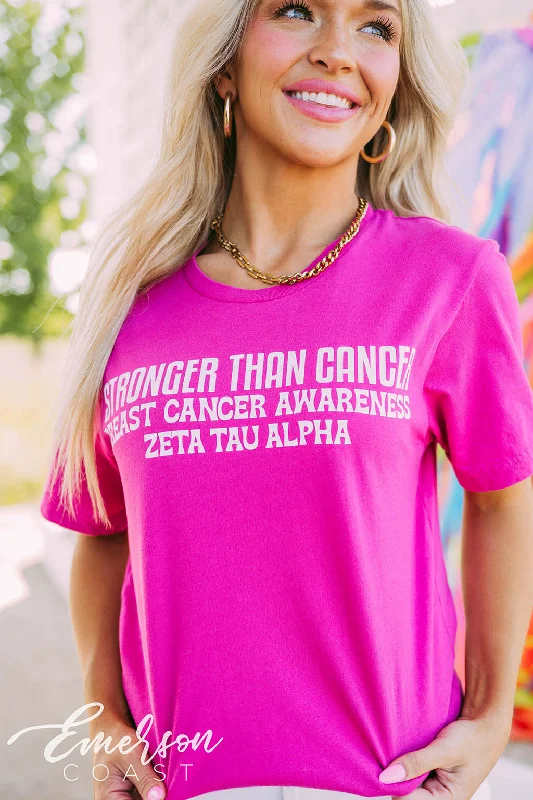 Crew Neck Women T Shirt with a Timeless DesignZeta Stronger Than Cancer Tshirt