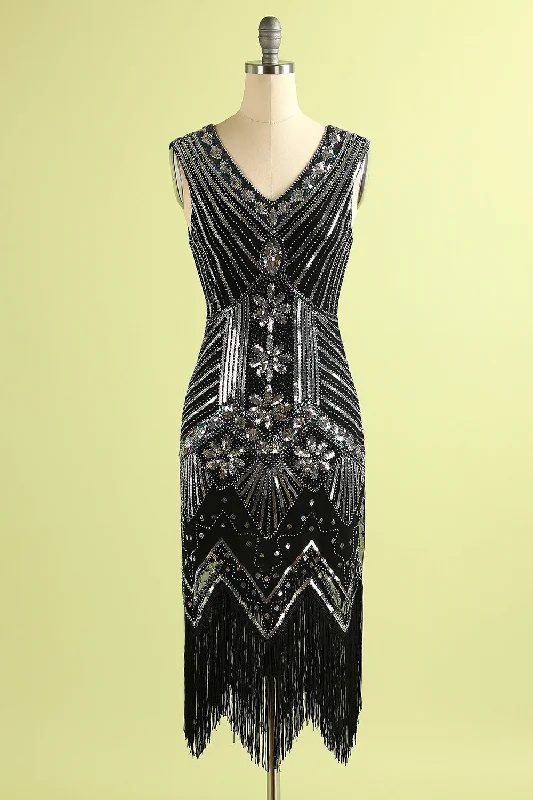 Shift Women Dress with a Simple and Classic Design for Everyday WearShift Women Dress with a Simple and Classic Design for Everyday Wear1920s Black Silver Sequins Dress