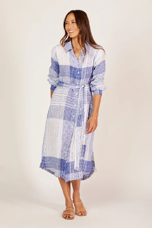 Pleated Women Dress with a Timeless and Elegant TextureAbbey Linen Shirt Dress in Saori