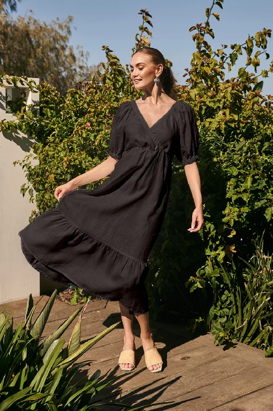 Sheath Women Dress with a Tailored Fit for a Professional LookSheath Women Dress with a Tailored Fit for a Professional LookAlison Linen Maxi Dress in Black