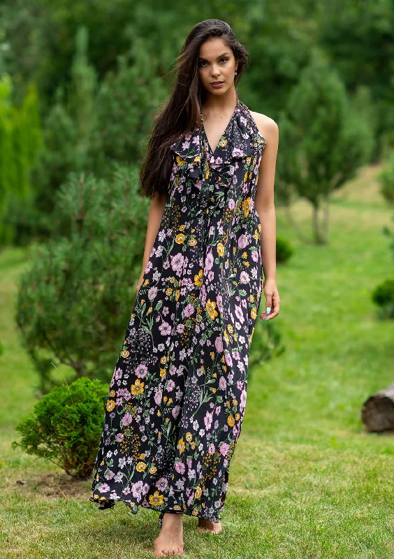 Lace - Embellished Women Dress for an Elegant and Sophisticated AppearanceLace - Embellished Women Dress for an Elegant and Sophisticated AppearanceBianca Mix Flowers Black Dress