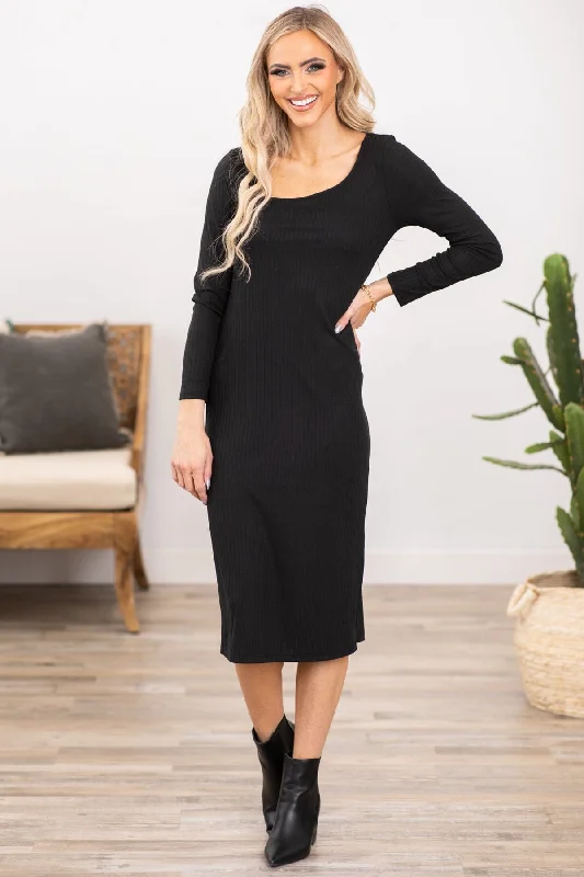 Lace - Embellished Women Dress for an Elegant and Sophisticated AppearanceBlack Asymmetrical Neckline Midi Dress