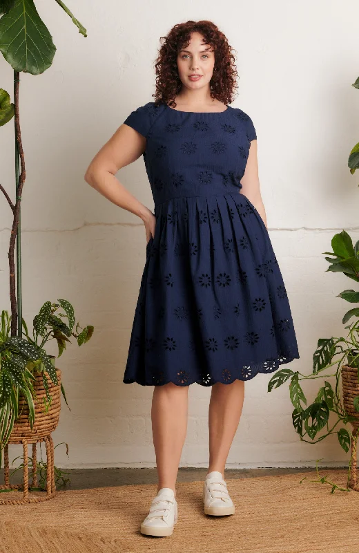 Little Black Women Dress with Sequins for a Glamorous Night OutClaudia Floral Broderie Ink Navy Dress