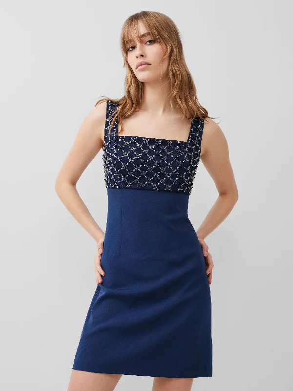 Sleeveless Women Dress in Bright Colors for Summer PartiesSleeveless Women Dress in Bright Colors for Summer PartiesEmbroidered Darcy Crepe Mini Dress
