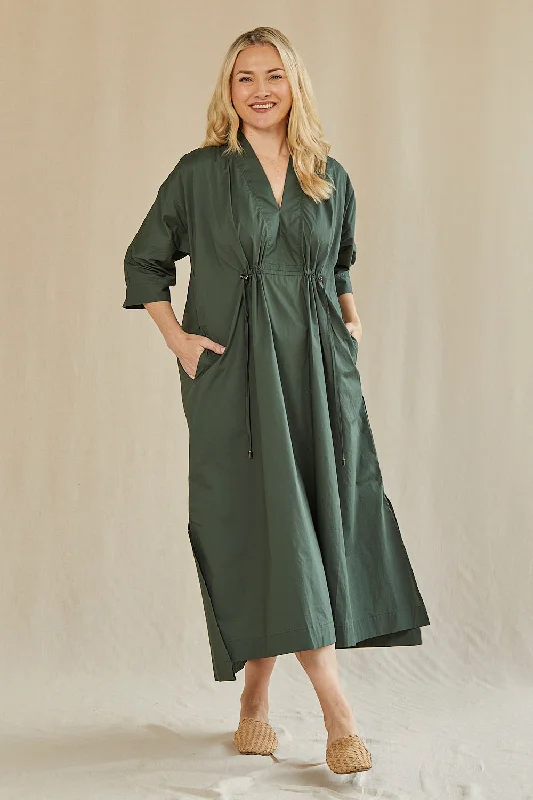 Sheath Women Dress with a Tailored Fit for a Professional LookSheath Women Dress with a Tailored Fit for a Professional LookFinley Poplin Kaftan Dress in Bottle Green