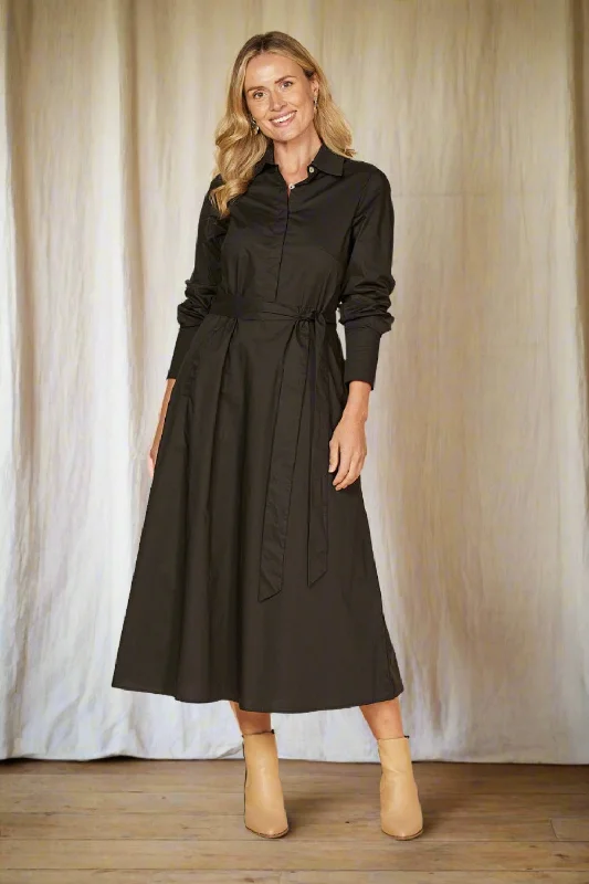 Shift Women Dress with a Simple and Classic Design for Everyday WearKelly Poplin Dress in Black