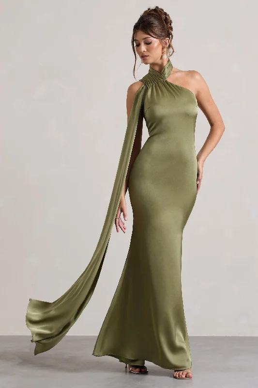 Shift Women Dress with a Simple and Classic Design for Everyday WearShift Women Dress with a Simple and Classic Design for Everyday WearSancia | Olive Satin Asymmetric Maxi Dress With Sash