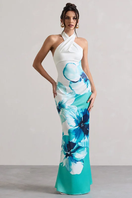 Little Black Women Dress with Sequins for a Glamorous Night OutLittle Black Women Dress with Sequins for a Glamorous Night OutTropicana | Blue Floral Satin Cross Over Halterneck Maxi Dress