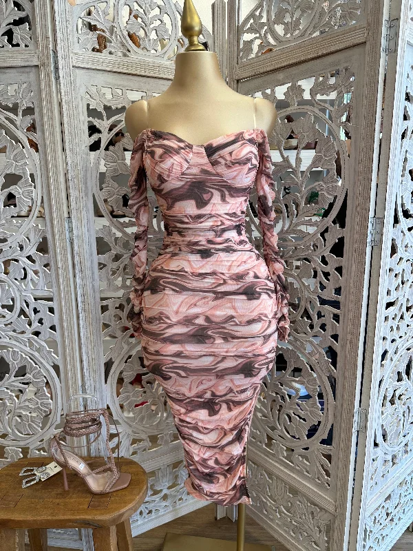 Ball Gown Women Dress with a Full Skirt for a Princess - like LookBall Gown Women Dress with a Full Skirt for a Princess - like LookOff Shoulder Tie Dye Dress