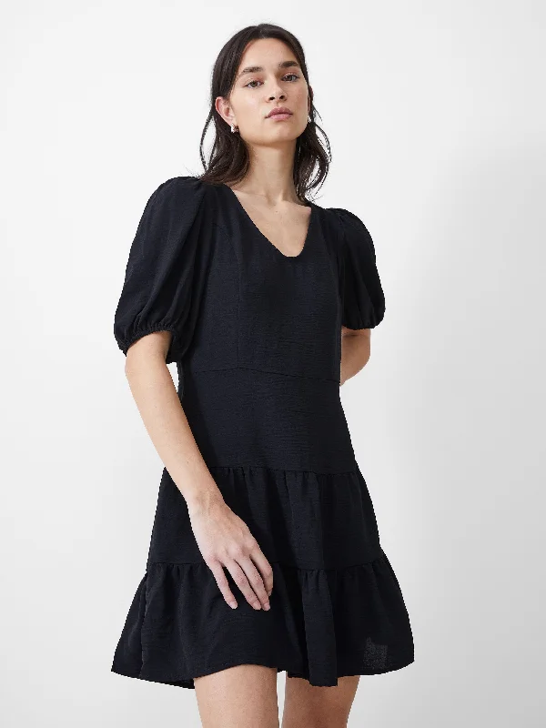 Ruffled Women Dress with Multiple Layers for a Playful and Girly StyleRuffled Women Dress with Multiple Layers for a Playful and Girly StyleVee Tiered Crinkle Mini Dress