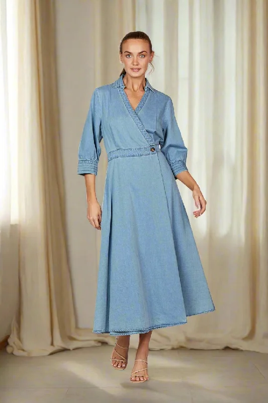 Little Black Women Dress with Sequins for a Glamorous Night OutLittle Black Women Dress with Sequins for a Glamorous Night OutWendy Chambray Wrap Dress in Light Wash