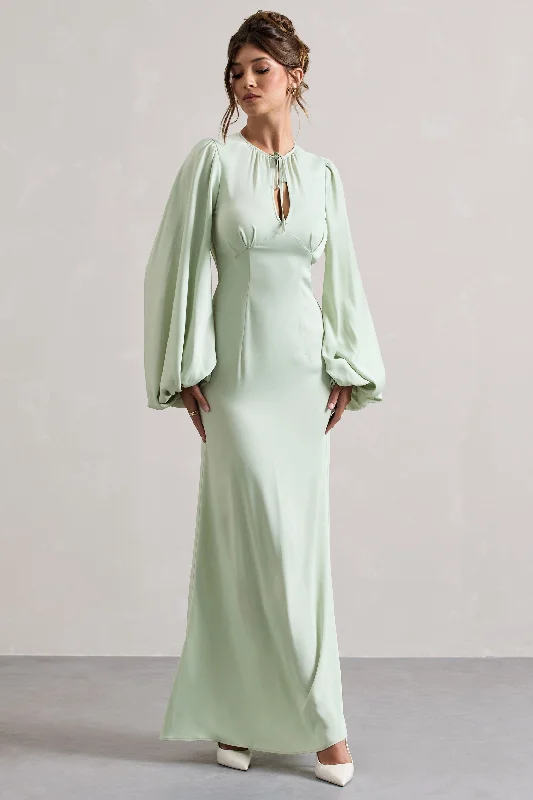 Little Black Women Dress with Sequins for a Glamorous Night OutWild Rose | Light Green Puff-Sleeve Cut-Out Maxi Dress