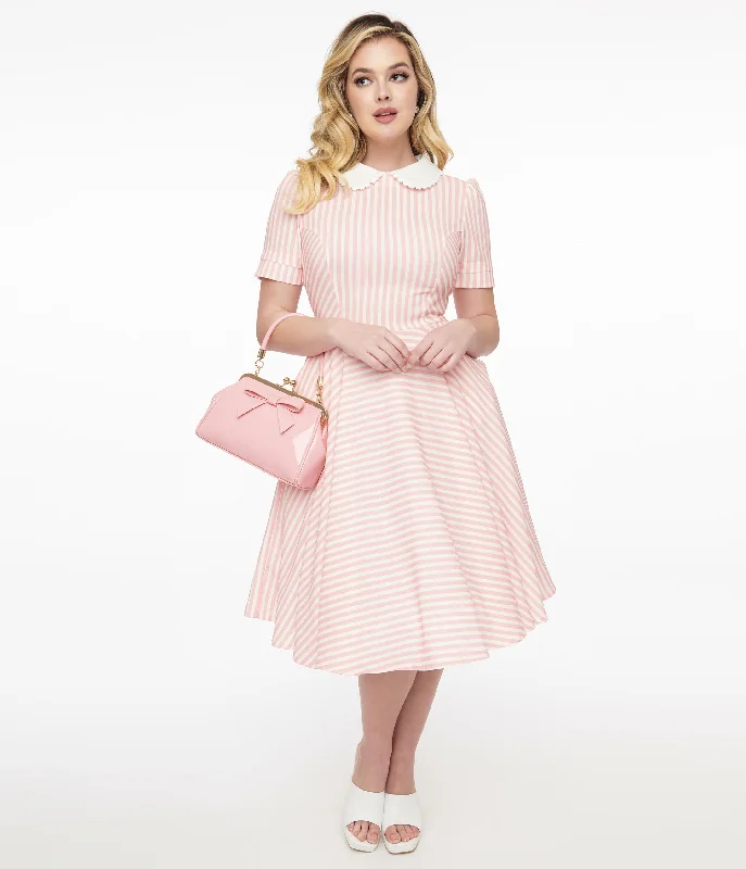 Little Black Women Dress with Sequins for a Glamorous Night OutLittle Black Women Dress with Sequins for a Glamorous Night Out1950s Pink & White Striped Brielle Swing Dress