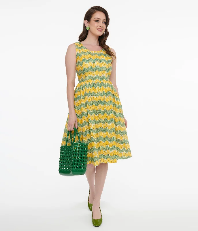 Maxi Women Dress with Floral Print for a Bohemian VibeMaxi Women Dress with Floral Print for a Bohemian Vibe1950s Yellow Tulip Fit & Flare Dress