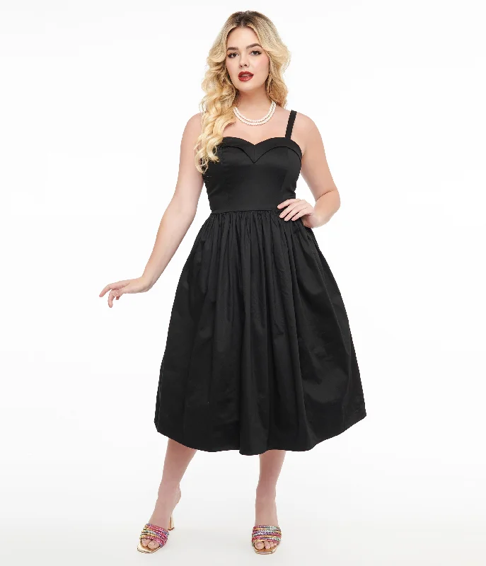 Strapless Women Dress with a Built - in Bra for Comfort and SupportStrapless Women Dress with a Built - in Bra for Comfort and SupportCollectif 1950s Black Kiana Swing Dress