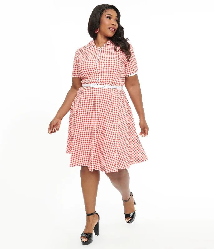 Wrap - Style Women Dress with Adjustable Fit for All Body TypesDolly & Dotty 1950s Red Gingham Penelope Rockabilly Swing Shirt Dress