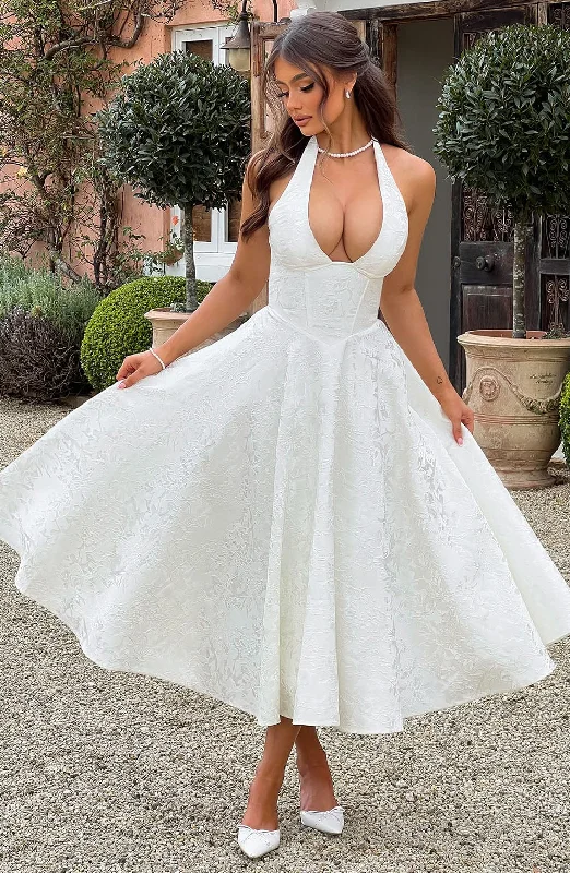 Sleeveless Women Dress in Bright Colors for Summer PartiesSleeveless Women Dress in Bright Colors for Summer PartiesEffie Midi Dress - Ivory