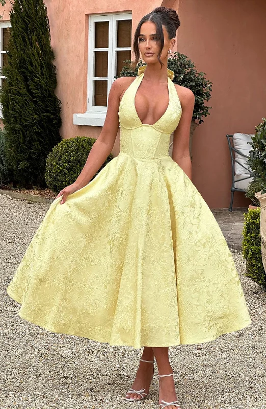 Empire Waist Women Dress to Accentuate the Bust and Conceal the WaistEmpire Waist Women Dress to Accentuate the Bust and Conceal the WaistEffie Midi Dress - Lemon
