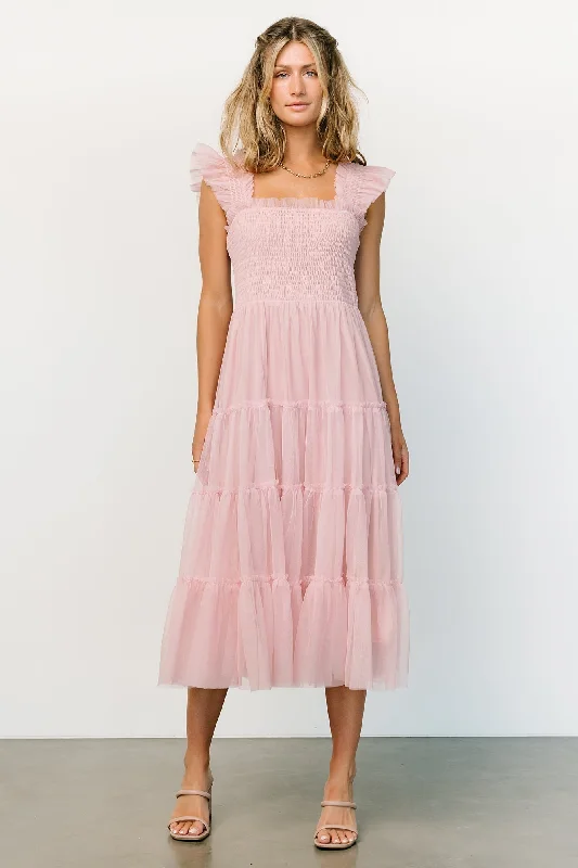 Strapless Women Dress with a Built - in Bra for Comfort and SupportStrapless Women Dress with a Built - in Bra for Comfort and SupportEmma Smocked Tulle Dress | Mauve