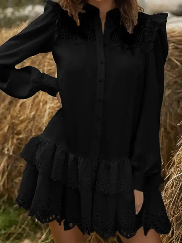 Sleeveless Women Dress in Bright Colors for Summer Parties Sleeveless Women Dress in Bright Colors for Summer Parties Fashion Sexy Hollow Lace Shirt Dress