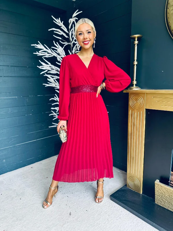 Mini Women Dress with a Short Hem for a Young and Trendy StyleMini Women Dress with a Short Hem for a Young and Trendy StyleFreya Pleated Sequin Detail Midi Dress Burgundy