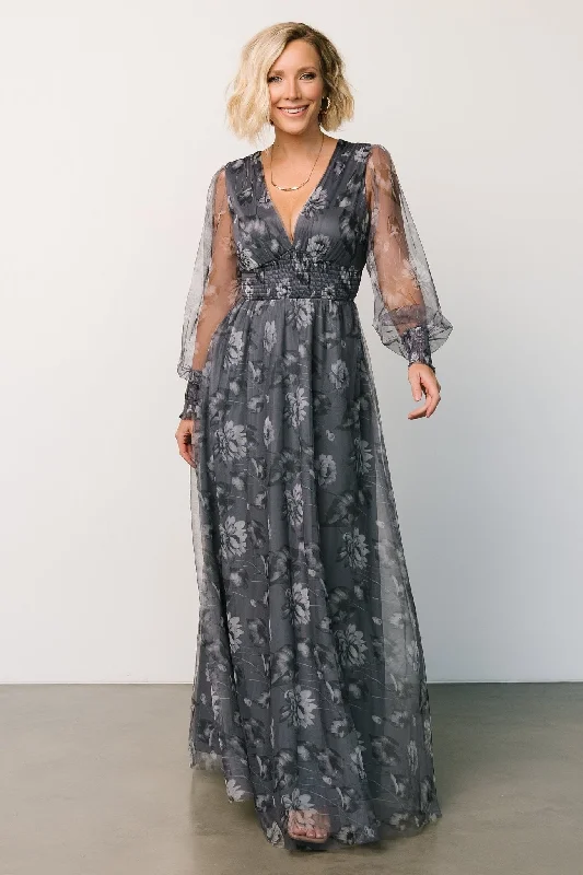 Off - the - Shoulder Women Dress for a Romantic and Feminine LookOff - the - Shoulder Women Dress for a Romantic and Feminine LookLayla Tulle Maxi Dress | Slate Floral