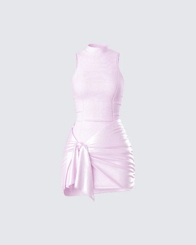 Mermaid - Style Women Dress with a Fitted Silhouette for Special OccasionsLindsey Pink Wrap Mini Dress