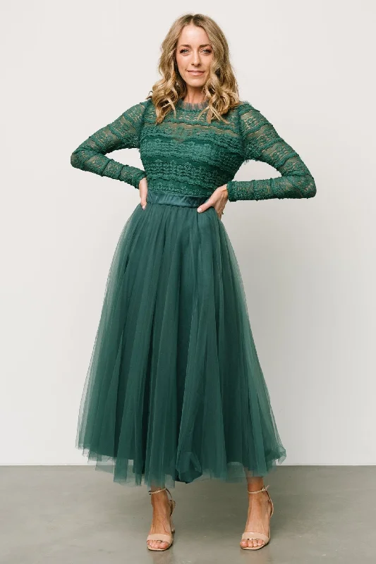 Off - the - Shoulder Women Dress for a Romantic and Feminine LookLonnie Tulle Dress | Emerald