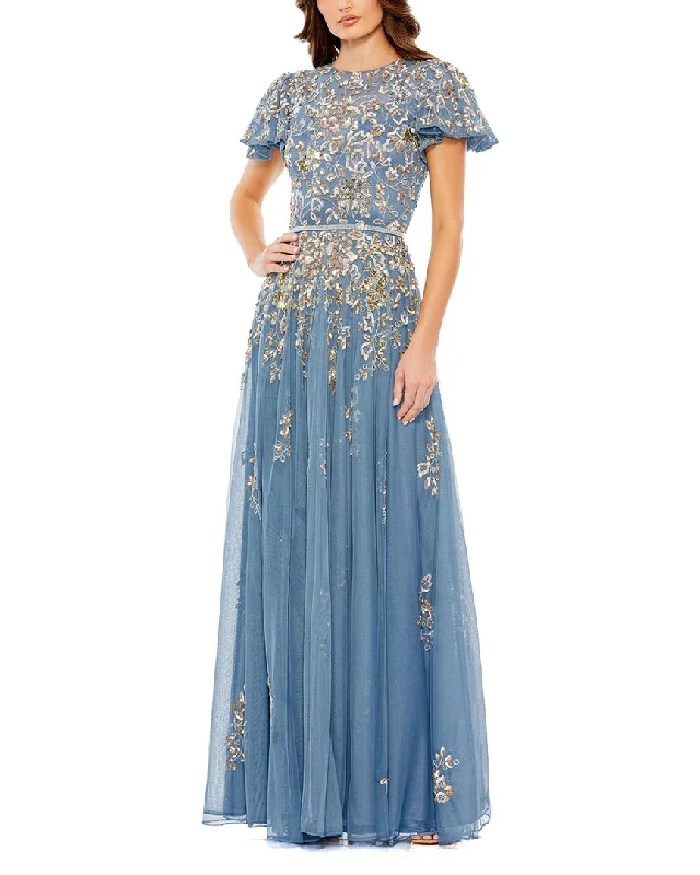 Little Black Women Dress with Sequins for a Glamorous Night Out Little Black Women Dress with Sequins for a Glamorous Night Out Mac Duggal Embellished Butterfly Sleeve High Neck Gown
