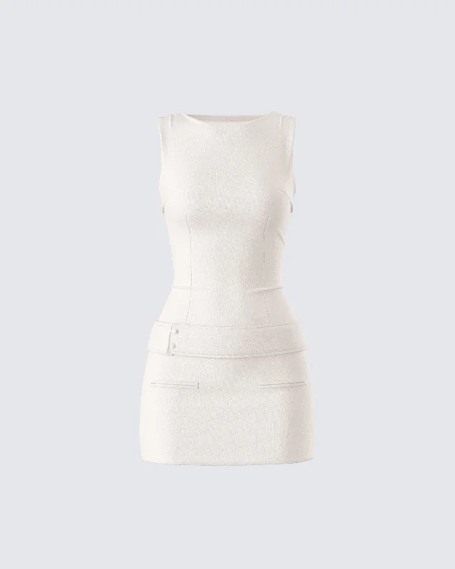 Halter Neck Women Dress to Show Off the Shoulders and NecklineHalter Neck Women Dress to Show Off the Shoulders and NecklineMatiyah Ivory Belted Micro Mini Dress