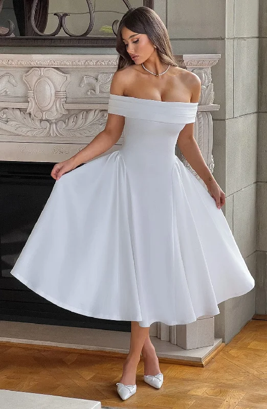 Off - the - Shoulder Women Dress for a Romantic and Feminine LookOff - the - Shoulder Women Dress for a Romantic and Feminine LookMiranda Midi Dress - Ivory