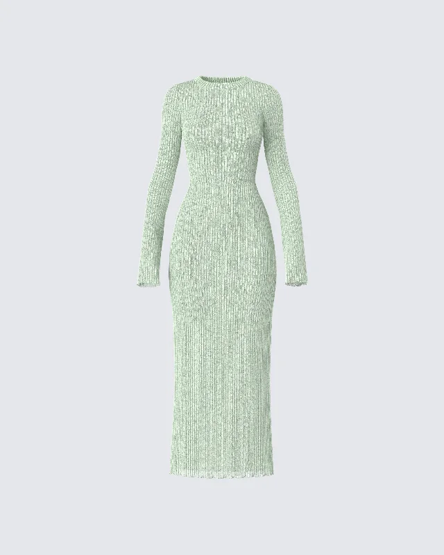 Backless Women Dress for a Sexy and Alluring Look at Evening EventsNea Green Sweater Knit Midi Dress